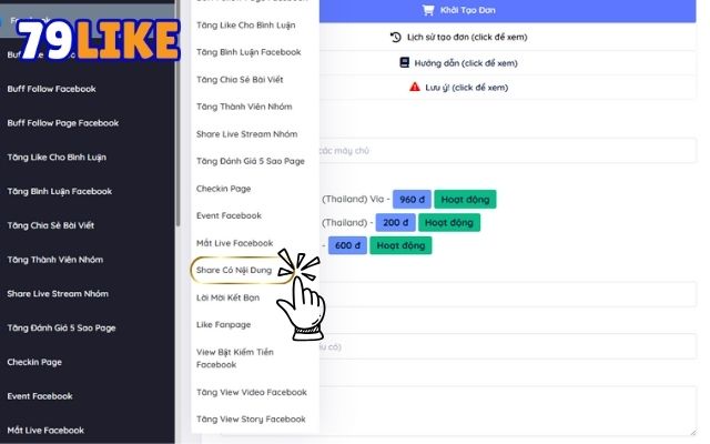 hack lượt share có nội dung