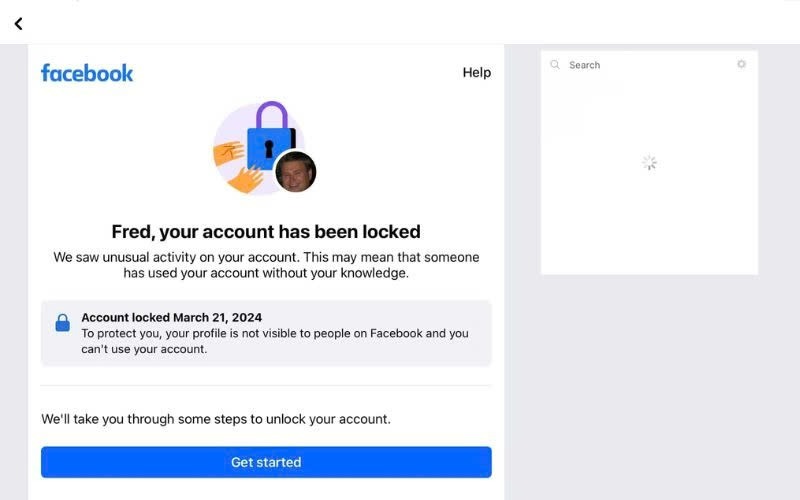 mở khoá tài khoản Facebook